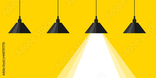 Lamps. Banner with lamps and ray of light. Vector illustration