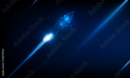 Abstract Business with rocket concept. Light out technology background Hitech communication concept innovation background,  vector design