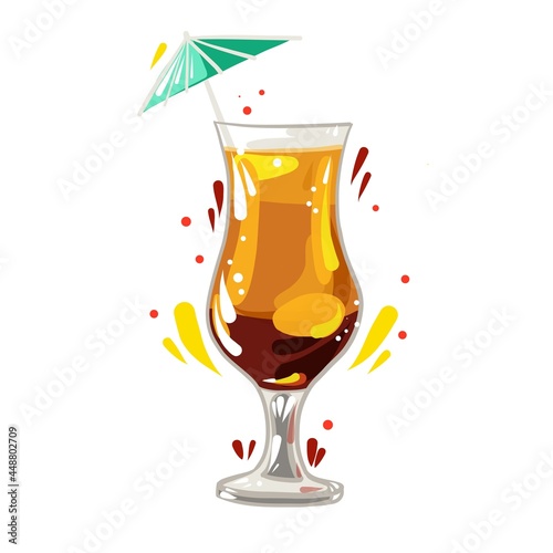 pina colada cocktail hand drawn vector clipart, food illustration good for card and print design