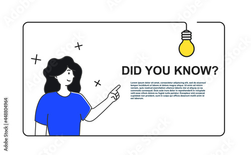 Did you know concept. Woman and text on white isolated background.
