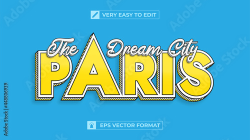 paris 3d editable text effect, travel alphabet editable font