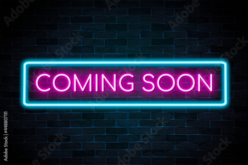 Coming soon neon sign the banner, shining light signboard collection.