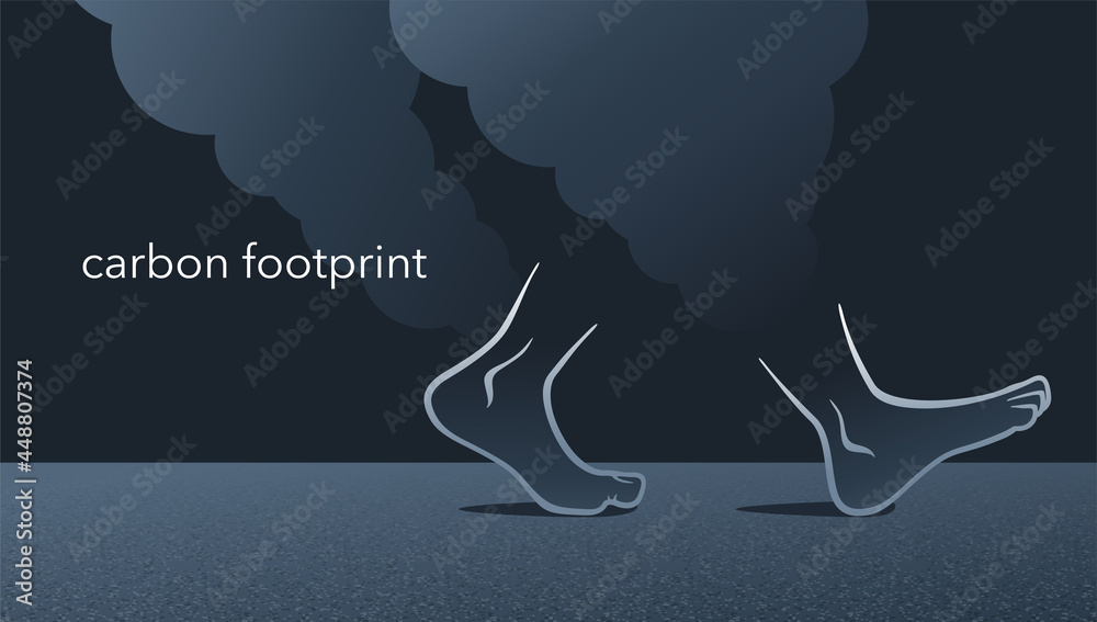 Naklejka premium CO2 emissions carbon footprint as walking human
