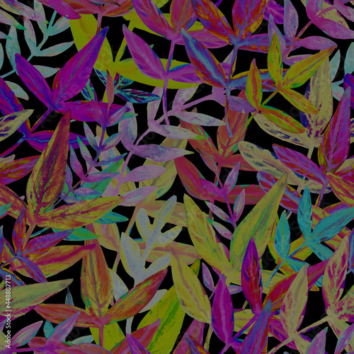 Wallpaper Mural Botanical Seamless watercolor pattern with leaves. Fashionable botanical design. Hand drawing. Background for textile, paper, and other print and web projects. Design for banner, poster, print. Torontodigital.ca