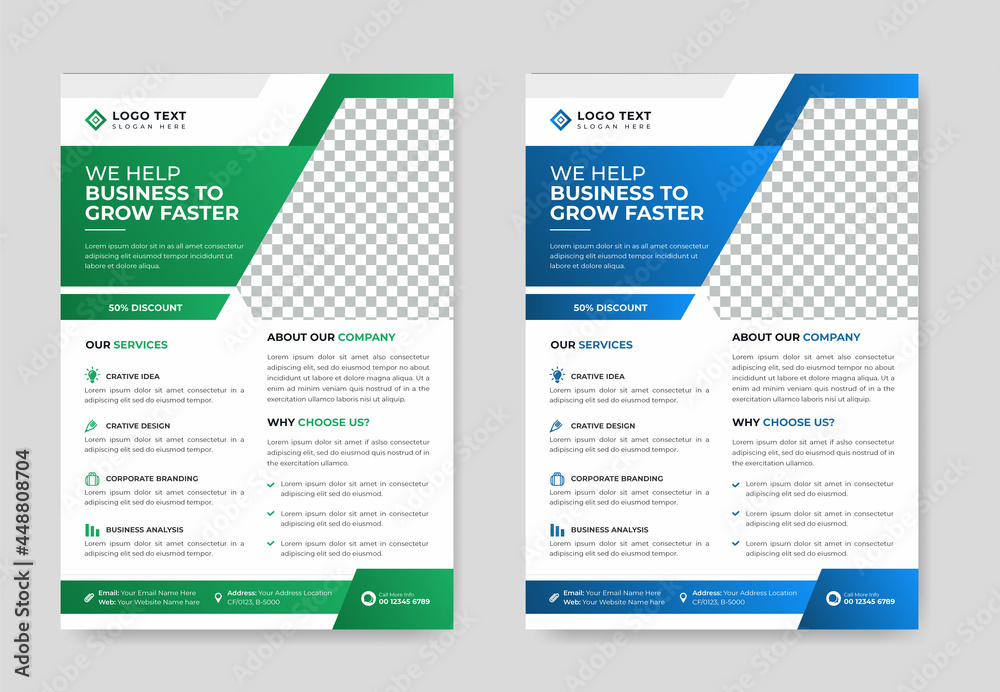 Modern Corporate business flyer template design set or a4 flyer template with blue, green, red and yellow color. marketing, business proposal, promotion flyer. - obrazy, fototapety, plakaty 