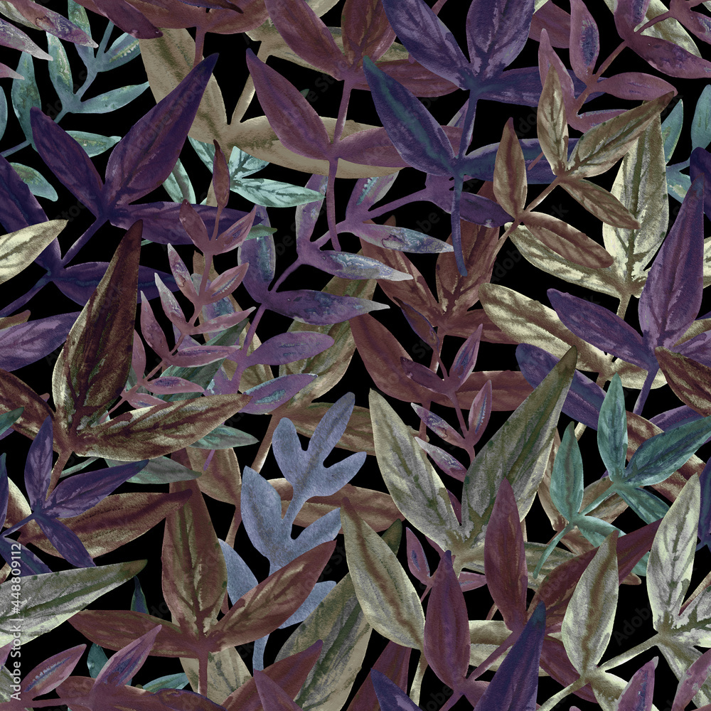 custom made wallpaper toronto digitalBotanical Seamless watercolor pattern with leaves. Fashionable botanical design. Hand drawing. Background for textile, paper, and other print and web projects. Design for banner, poster, print.