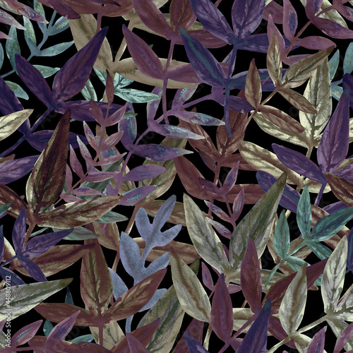 Wallpaper Mural Botanical Seamless watercolor pattern with leaves. Fashionable botanical design. Hand drawing. Background for textile, paper, and other print and web projects. Design for banner, poster, print. Torontodigital.ca