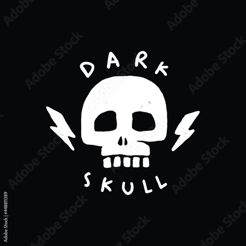 skull head bone icon vector. drawing illustration of a skull with a headphone on. design graphics for a tattoo, icon, symbol, etc.