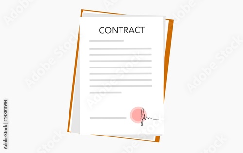 Contract. Contract template for web landing page, banner, presentation, social media. Analyzing personnel data. Recruitment, concept of Human Resources