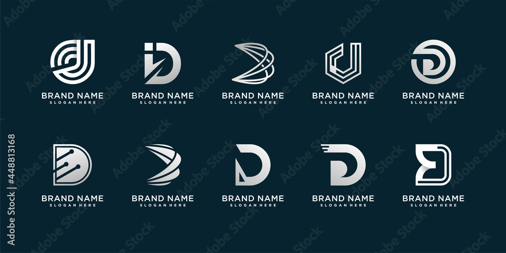 Set of letter D logo with modern creative concept for company or person Premium Vector - obrazy, fototapety, plakaty 