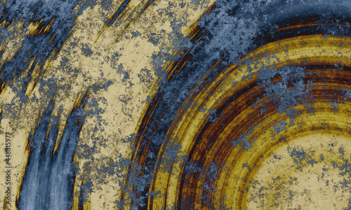 Abstract gold and grey cement wall background.