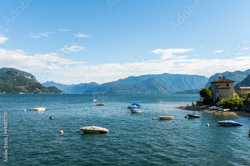 Fotografie View over the beautiful, gorgeous lake Como seen from the small village of Santa Maria Rezzonico
