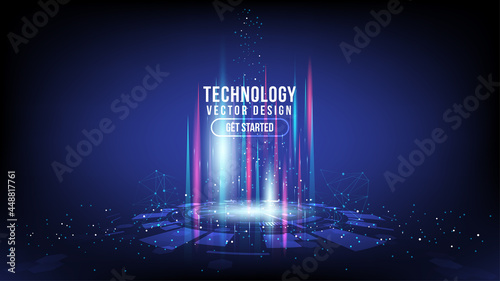 Abstract technology background Hi-tech communication concept, technology, digital business, innovation, science fiction scene vector illustration with copy-space.