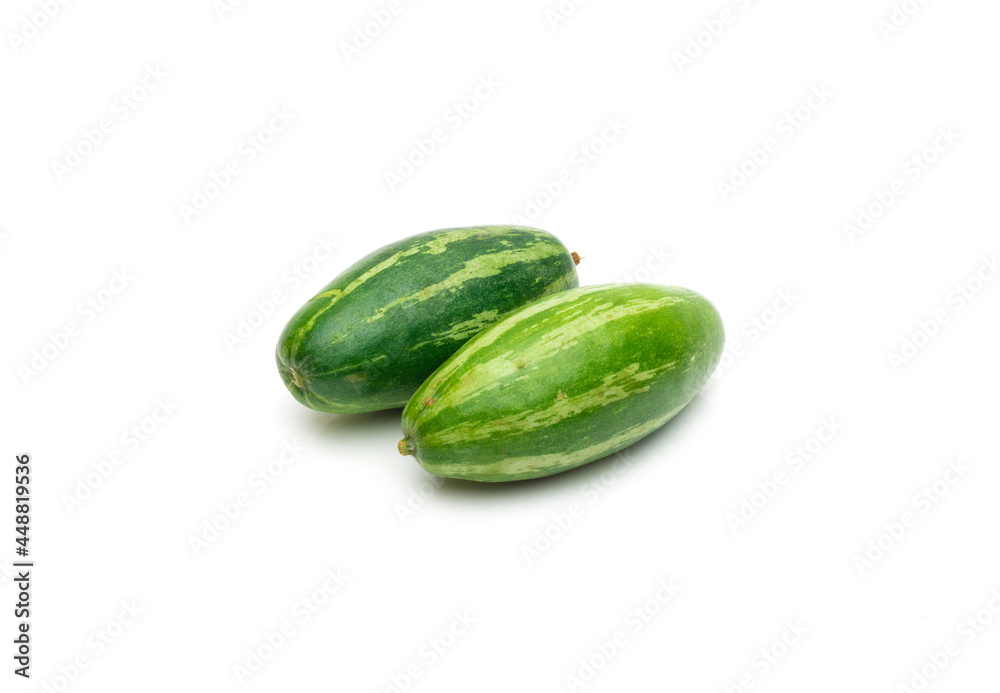 Two organic pointed gourd vegetable on isolated white background Two organic pointed gourd vegetable on isolated white background