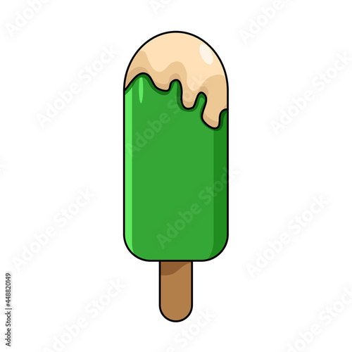 Isolated lemon popsicle with a wood stick Vector illustration