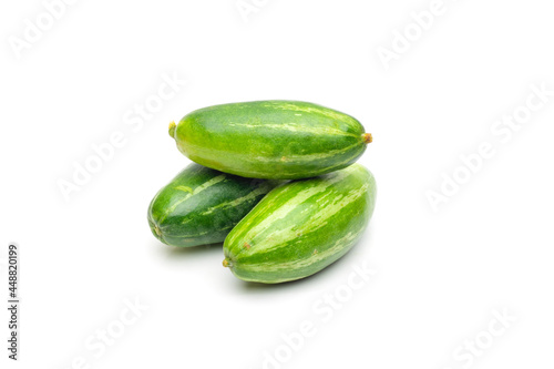Raw indian potol or pointed gourd vegetable on isolated white background