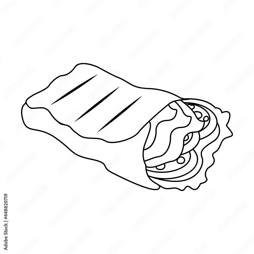 Isolated taco with cheese, tomato, meal and lettuce Vector Isolated taco with cheese, tomato, meal and lettuce Vector