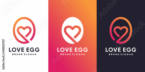 Love egg logo template with modern line art concept Premium Vector