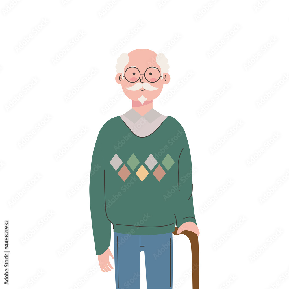 old man with walking stick