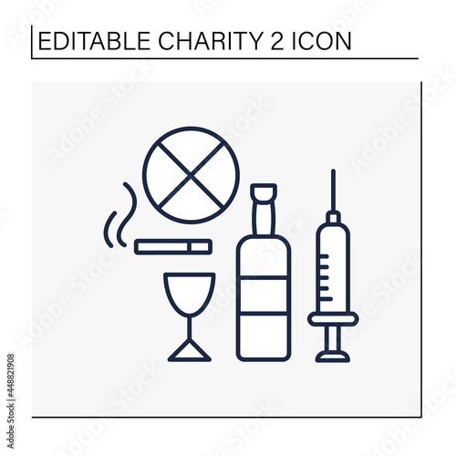 Help line icon. Drug, alcohol and abuse charities. Organizations help people with treatment, mental help and support. Care, protection.Charity concept. Isolated vector illustration. Editable stroke