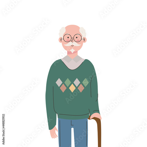 old man with walking stick