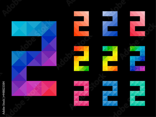 Set of colorful Number 2 with 3d concept art design. Good for web, app, or project element. Vector illustration.