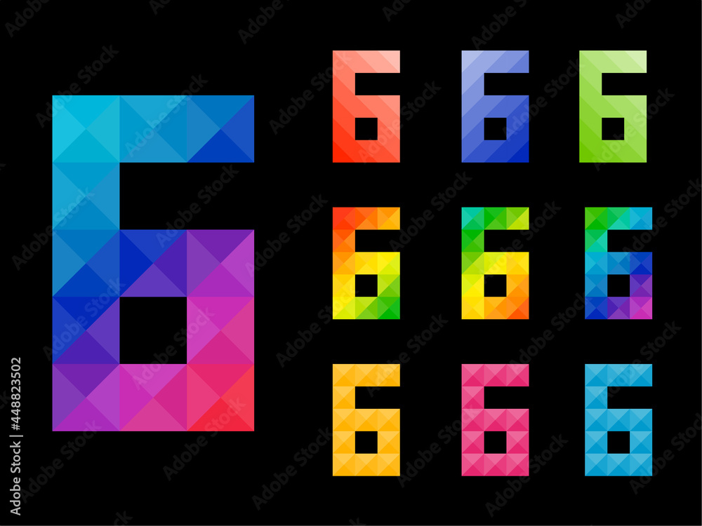Set of colorful Number 6 with 3d concept art design. Good for web, app, or project element. Vector illustration. Set of colorful Number 6 with 3d concept art design. Good for web, app, or project element. Vector illustration.