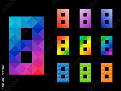 Set of colorful Number 8 with 3d concept art design. Good for web, app, or project element. Vector illustration.