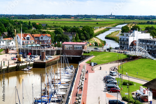 View of the habour of Benersiel, North sea, Germany photo