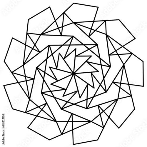 Abstract geometric nine sided line art polygon-9a3