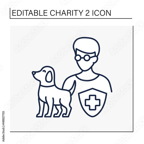 Help line icon. Blind and visually impaired charities. Guide dogs, money, equipment, medicines or services. Support and care. Charity concept. Isolated vector illustration. Editable stroke