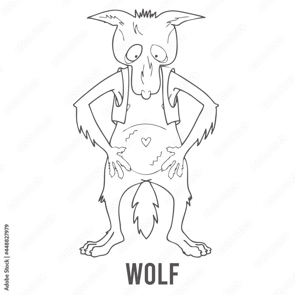 Fototapeta premium Coloring page for preschool children. Learn numbers for kindergartens and schools. Educational game. Vector illustration