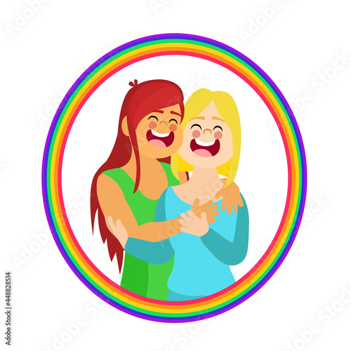 Happy homosexual couple with lgbt rainbow colors Vector