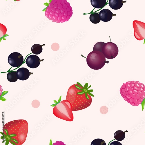 Fototapeta Naklejka Na Ścianę i Meble -  Vector seamless pattern with berries