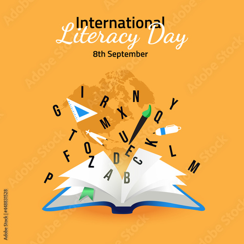 International Literacy Day Illustration With Open Book