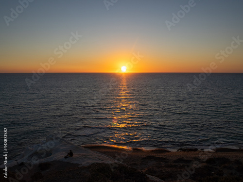 Sunset over the Mediterranean Sea in Capo Bianco  Sicily