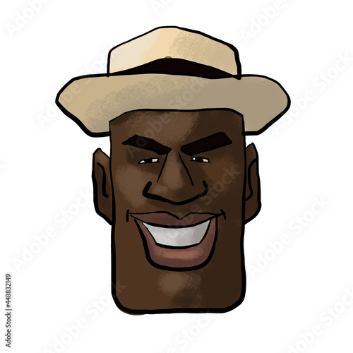 Face of handsome black man smiling wearing a hat (ID: 448832149)