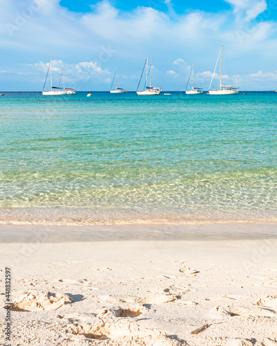 Relaxing in turquoise water beach