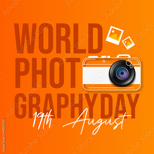 Typography Design of World Photography Day With Camera