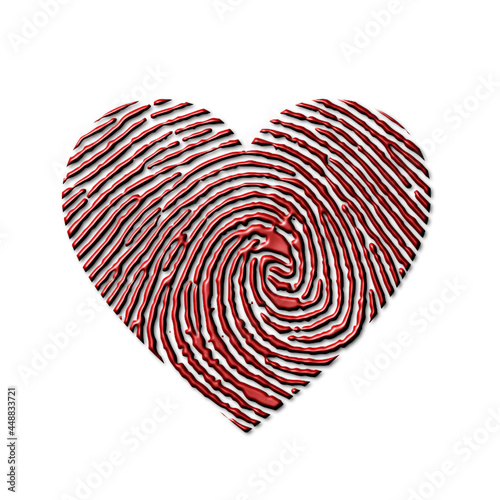 heart with fingerprint design and texture effect.