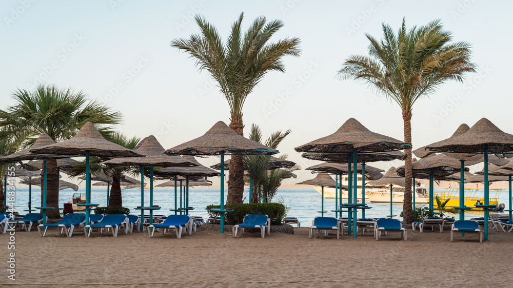 empty beach without people in Hurghada Egypt