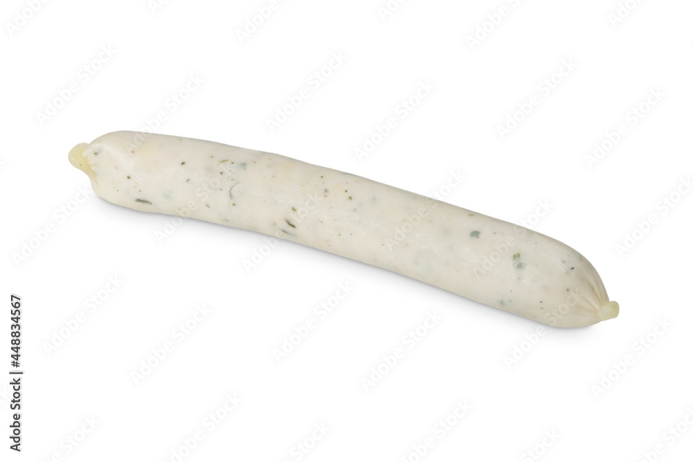 Bavarian thin white sausage on an isolated white background.