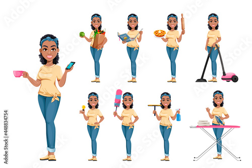 Pretty African American housewife, set