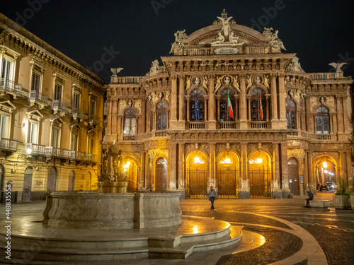 Teatro Massimo Bellini square at night