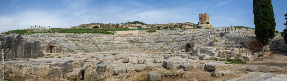 Syracuse Greek Theater panorama from the stage area