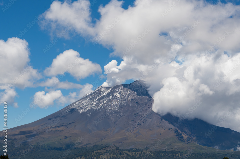 Closeup shot of volcano Popocatepetl in Mexico