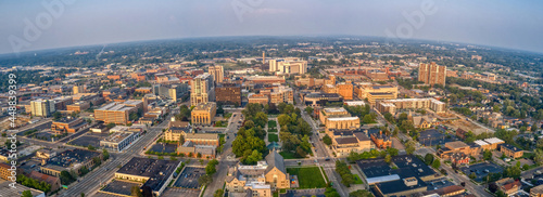 Canvas Print Aerial View of Kalamazoo, Michigan during Summer Twilight