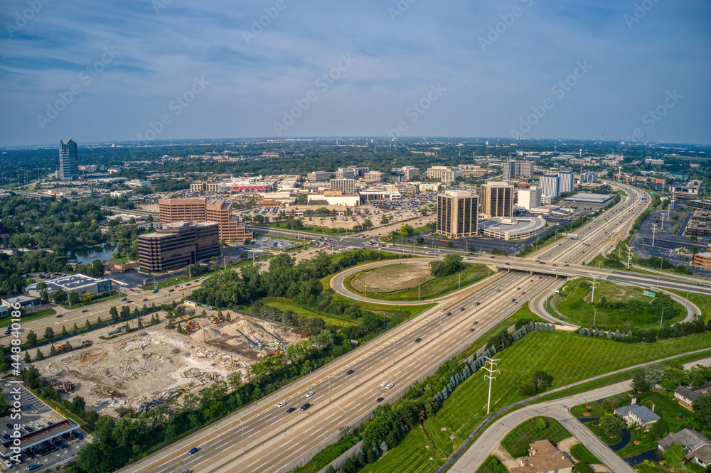 Aerial View of Downtown Oakbrook, Illinois