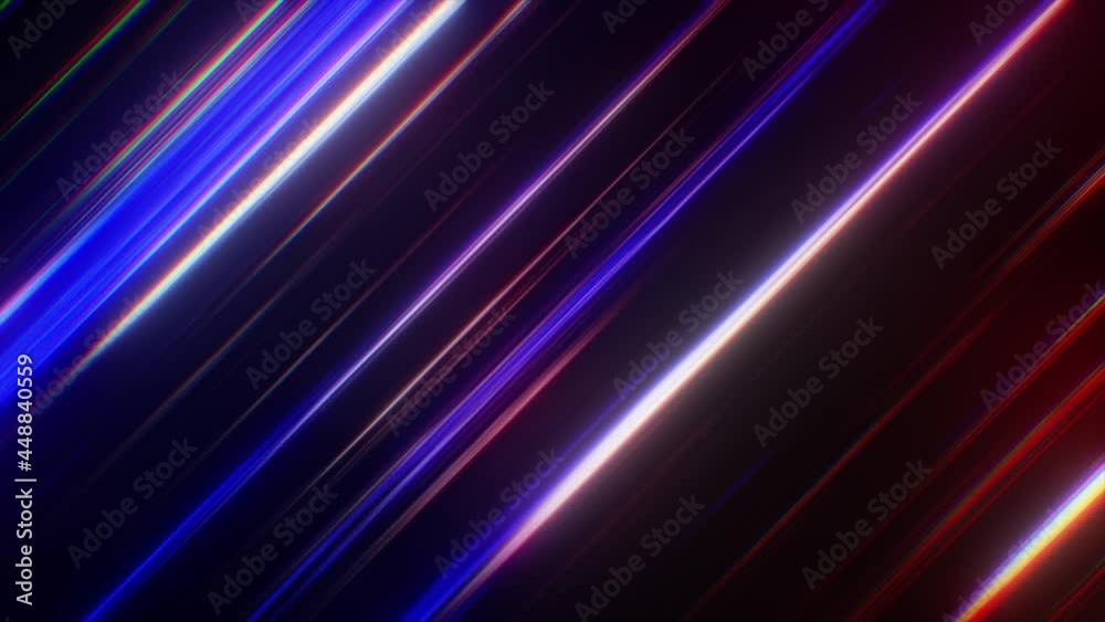 Abstract fractal neon background of bright lines. Glowing stripes. 3d animation of a seamless loop