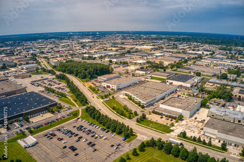 Aerial View of the Detroit Suburb of Warren, Michigan photo
